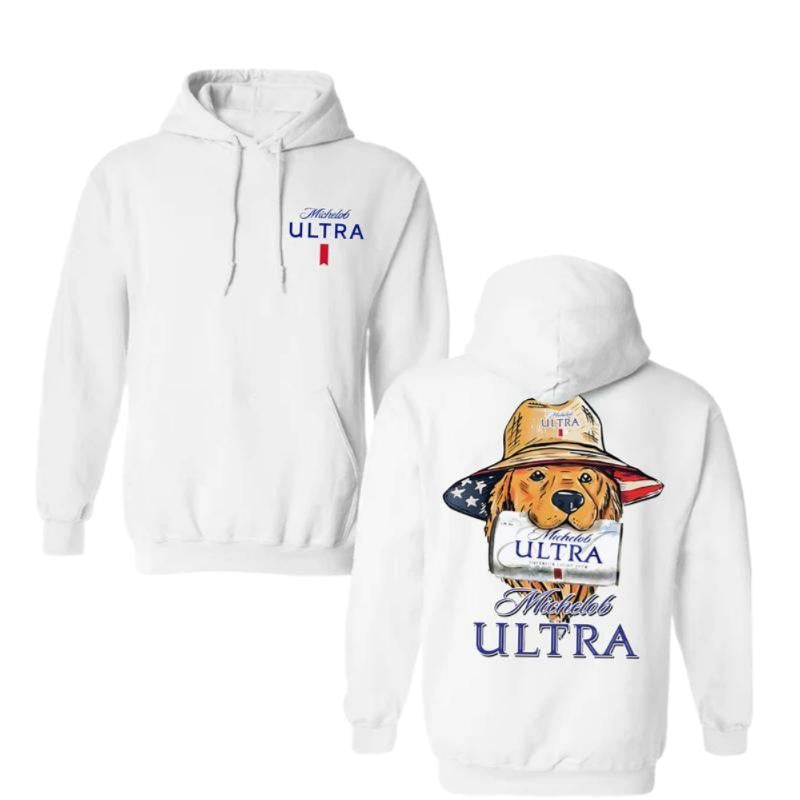 Michelob Ultra Golden Dog Hunting Two-Sided Hoodie, Perfect For Beer Lovers, Unisex T-Shirt, Cotton, Casual Graphic Round Neck T-shirt, Unisex T-shirt for Men and For Women