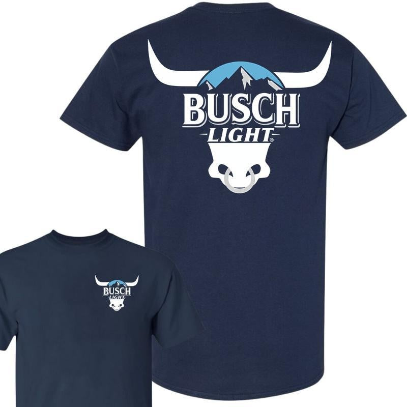 Busch Light -Beer- Busch Rodeo Bull Horns Shirt, Casual Graphic Round Neck T-shirt for Summer, Fashion Top for Daily Wear, T shirt For Men And Women