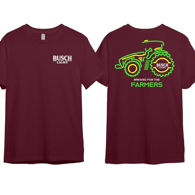 Busch Light Farmers Tractor 2-sided Hoodie Sweatshirt T-shirt Busch Tee, Unisex Cotton Crewneck Tee for Men or Women, Ideal Gift for Him or Her