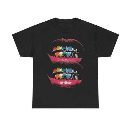 Vintage Iced Out Twin Grill Y2k 90s Hip-Hop Vibes Heavy Cotton Graphic T-Shirt Tshirt Shirt HipHop Rap Tee Casual Menswear Retro Top Streetwear Classic Comfy Day Oversized