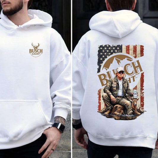 Busch Light, Trump Busch Light Hunting Outdoor Life 2 Sided Hoodie, Sweatshirt, T-shirt - Camo Hunting, Perfect for Outdoorsmen, Unisex for Men and For Women