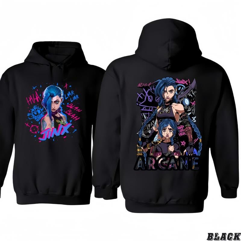 Arcane Jinx T-Shirt/Hoodie Vi League of Legends New Season Unisex T-Shirt/Hoodie, Unisex for Man and Women, 100% Cotton, LOL Tee
