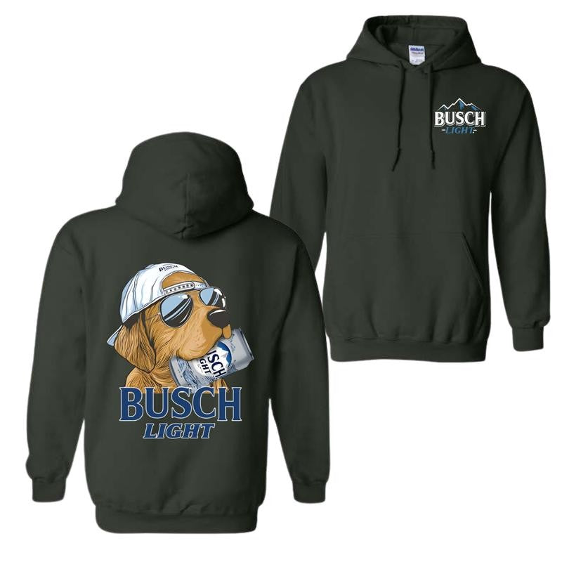 Busch Light Hunting Dog 2 Sided Hoodie and T-shirt, Busch Light Hoodie Full Color For Men and Women, Unisex Outdoors Funny Beer Printed Hoodie