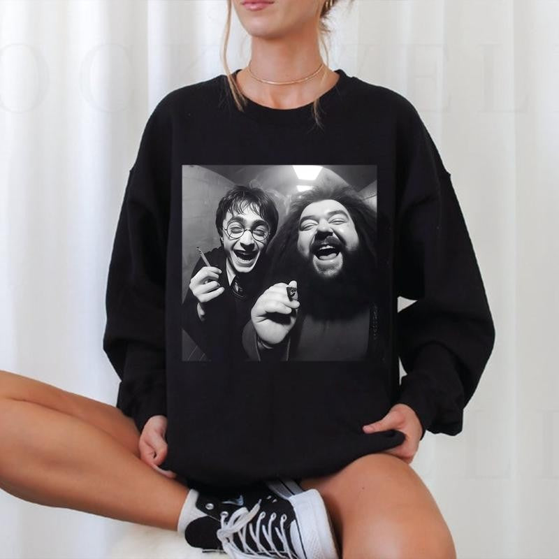 420 Joint from Harry and Hagrid Unisex Gildan Cotton T Shirt - Humorous Hogwarts Print Graphic Tee, Wizarding Fan Funny 90s Vintage Meme