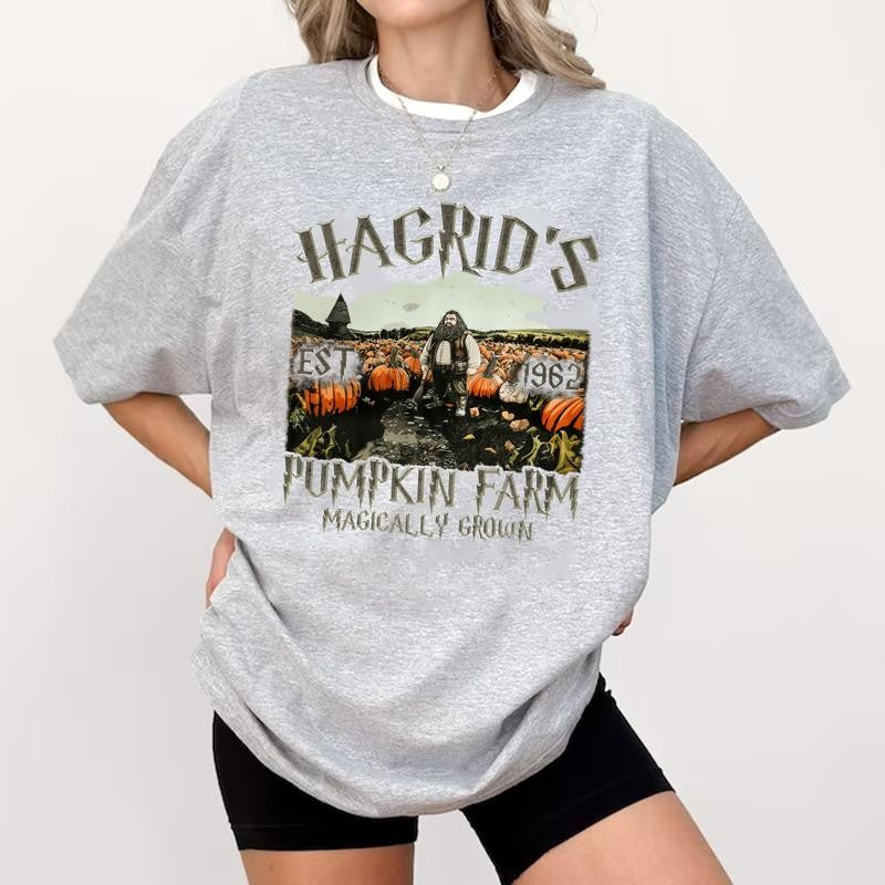 HP Hagrid's Pumpkin Farm Unisex Sweatshirt Hoodie Shirt Cotton Relaxed Fit, Hogwarts T-Shirt