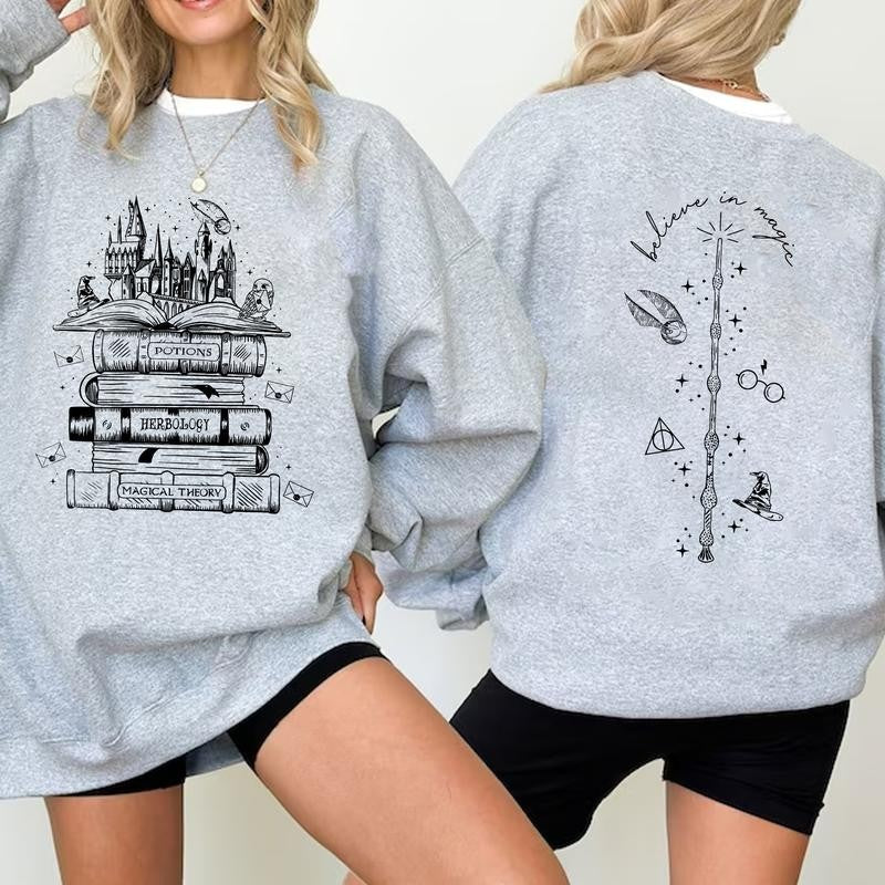 HP 2 Sides Wizard Classes Unisex Sweatshirt Hoodie Shirt, gift for fan Cotton Fit Womenswear potterhead gift