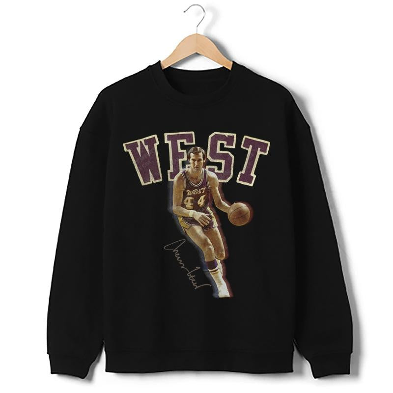 Jerry West Tribute T-Shirt The Logo Basketball Custom Fan Made Art Vintage Design Graphic Tee