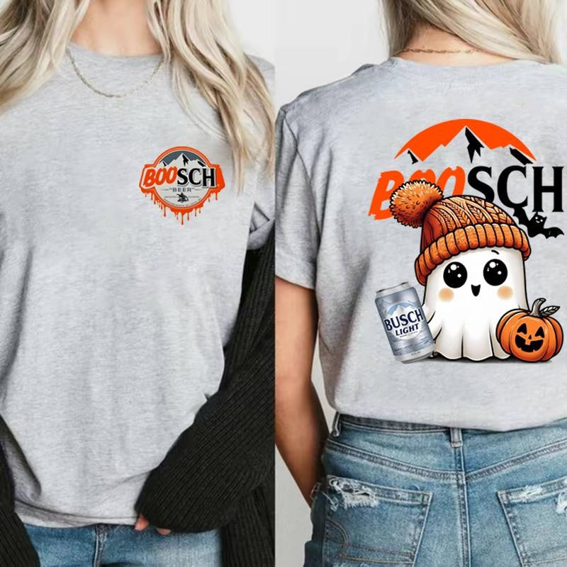 Ghost Holding Busch Light Beer Boo-sch T-Shirt - 2 side, Funny Beer Lover Gift