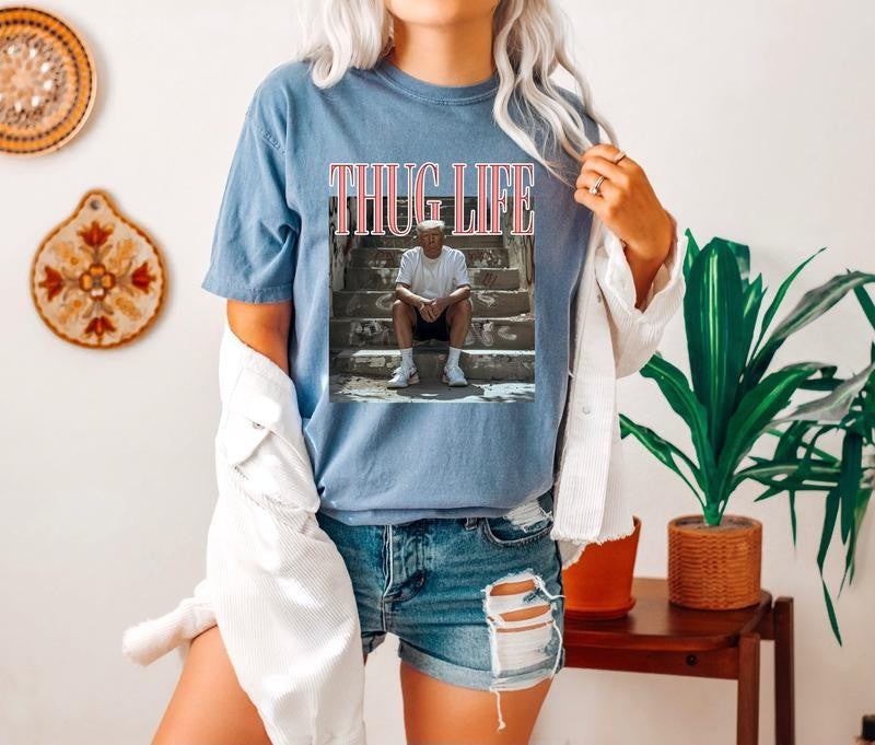 Donald Trump Thug Life Shirt, Viral Thug Life Trump T-Shirt, Sarcastic Donald Trump Tee, Funny Trump 2024 Shirt