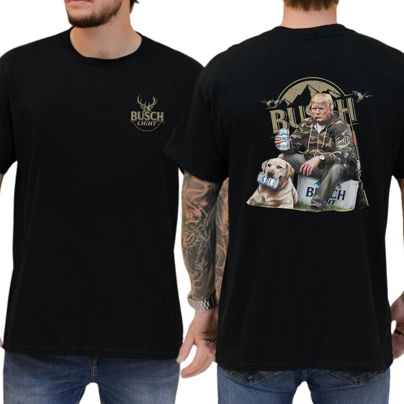 Trump Hunting Busch Light Beer 2 sider Shirt, Trump Hunting Shirt, Graphic Printed Tees For Trump Supporters