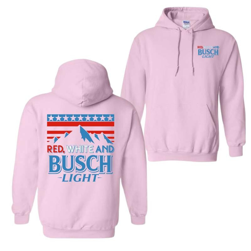 Red White And Busch Light V2 Cotton 2 sided Hoodie and T-shirt, Unisex Hoodie For Men and Women