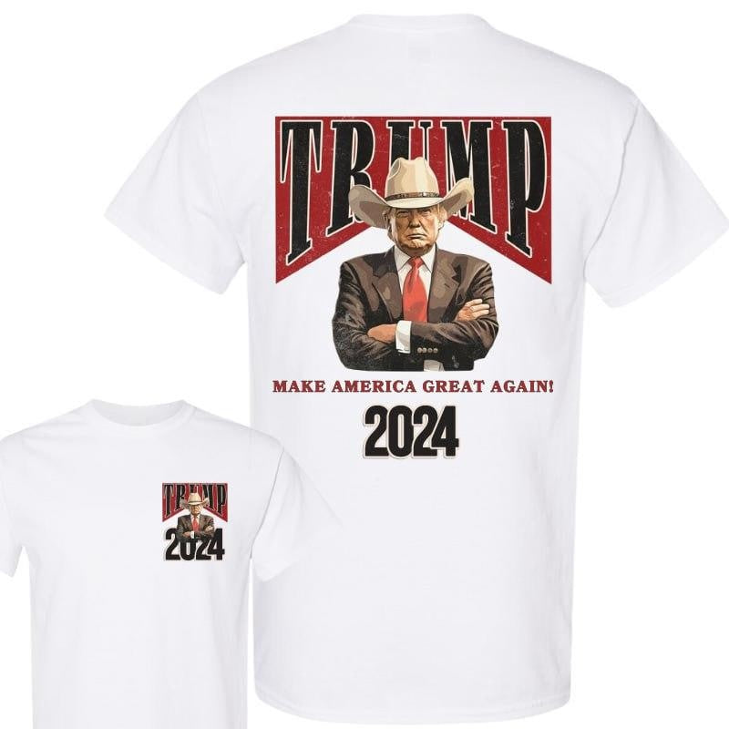 Cowboy Western Make America Great Trump Daddy New T-shirt - 2 Side - Unisex - Multiple Style Options - Celebrity Style - Multiple Colorways, 2 Sided Casual Fabric Cotton Round Neck Graphic Tees Gift For Men And Women Classic Menswear Top Collar