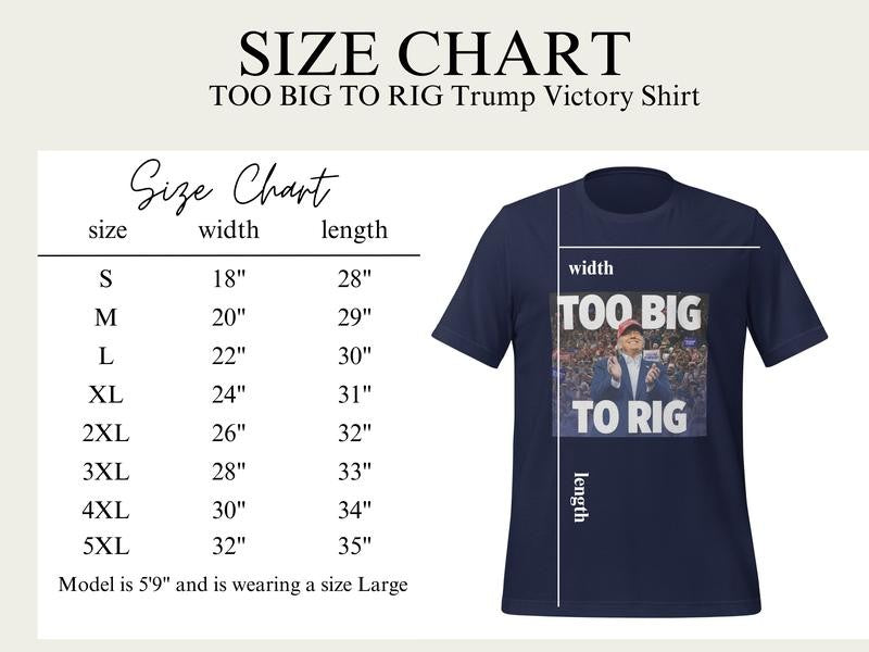 TOO BIG TO RIG Tshirt Donald Trump MAGA GILDAN Unisex Tee Shirt - CASUAL Menswear T-Shirt trump shirt Top Underwear Top Underwear Cotton Streetwear Crewneck Soft Shortsleeve