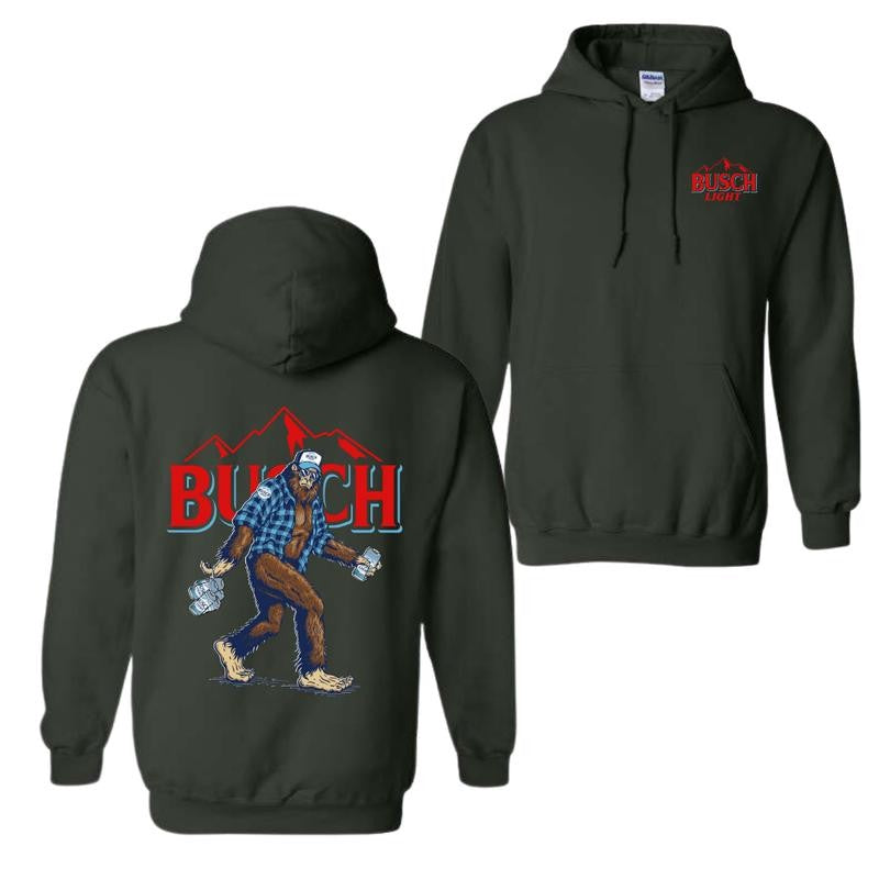 Bigfoot Busch Light Double Sided Hoodie and T-shirt, Unisex Hoodie For Man and Women