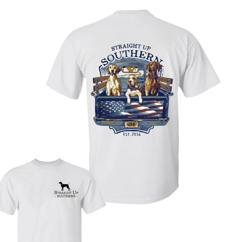 USA Truck Dogs T-shirt- Summer Outfits, Regular Fit Short Sleeve Crew Neck T-Shirt for Men, Casual Comfy Knitting Top for Summer