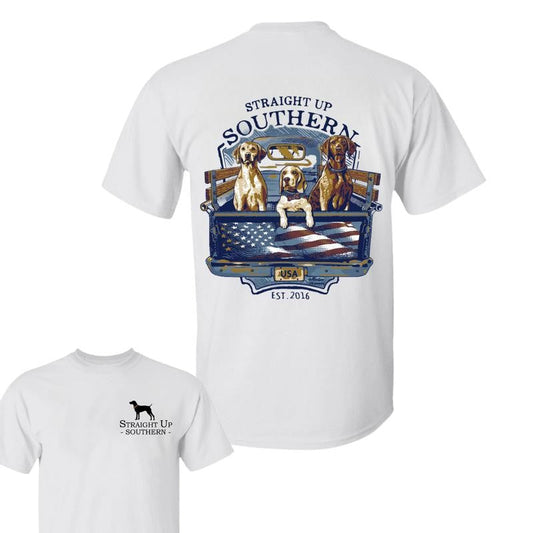 USA Truck Dogs T-shirt- Summer Outfits, Regular Fit Short Sleeve Crew Neck T-Shirt for Men, Casual Comfy Knitting Top for Summer