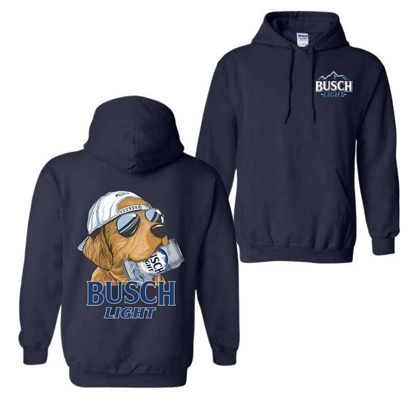 Busch Light Hunting Dog 2 Sided Hoodie and T-shirt, Busch Light Hoodie Full Color For Men and Women, Unisex Outdoors Funny Beer Printed Hoodie