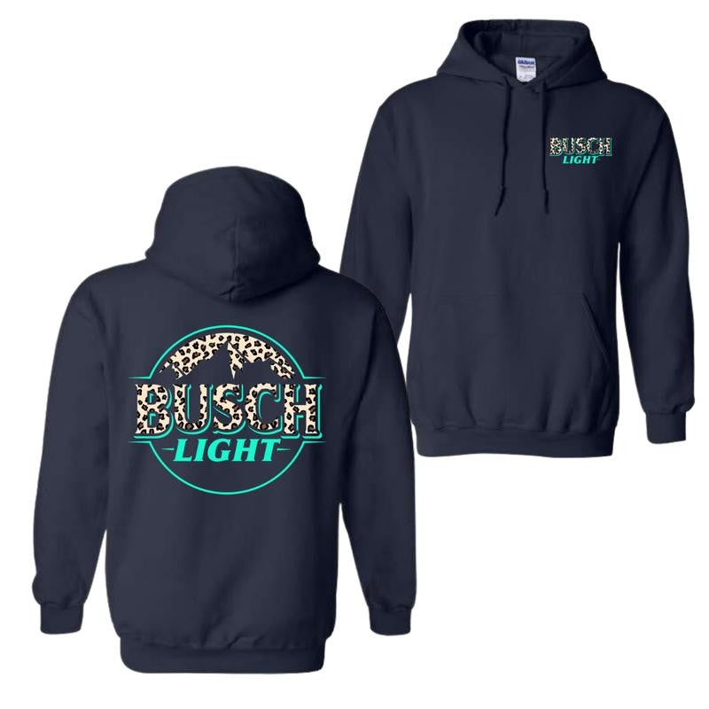 Busch Light Hoodie - Wild Leopard Print Design Featuring Bold Busch Logo, Perfect for Animal Print Lovers and Beer Enthusiasts, Unisex Hoodie