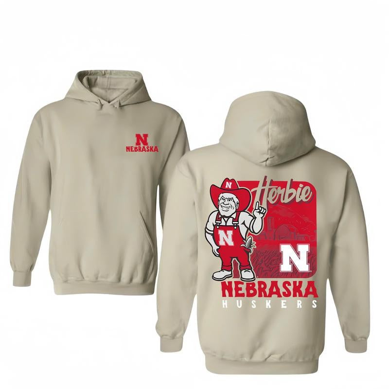 Herbie Nebraska Hoodie - Show Off Your Huskers T-Shirt/Hoodie, Unisex for Man and Women, 100% Cotton, Vintage Graphic Tee, Unisex Sport