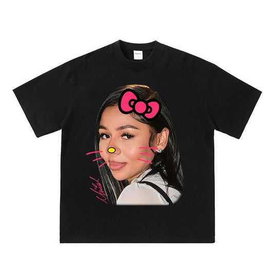 Mariah Pink Kitty Big Face Graphic Rap Tee
