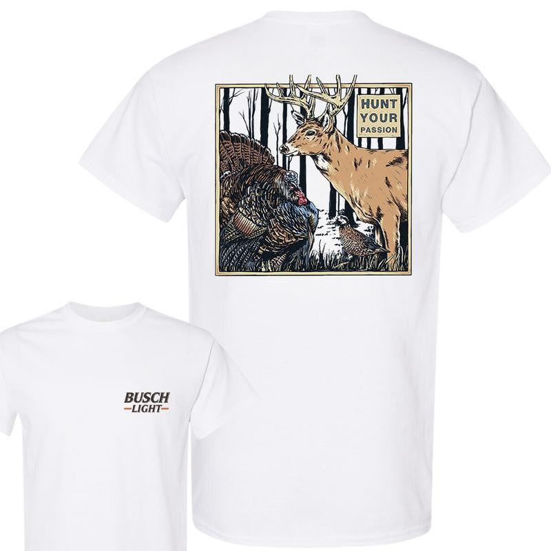 Mens Busch Light Cotton T-Shirt, Hunt Your Passion Unisex Shirt, Clothing Deer Hunting Outdoors Tee, For Men, For Women
