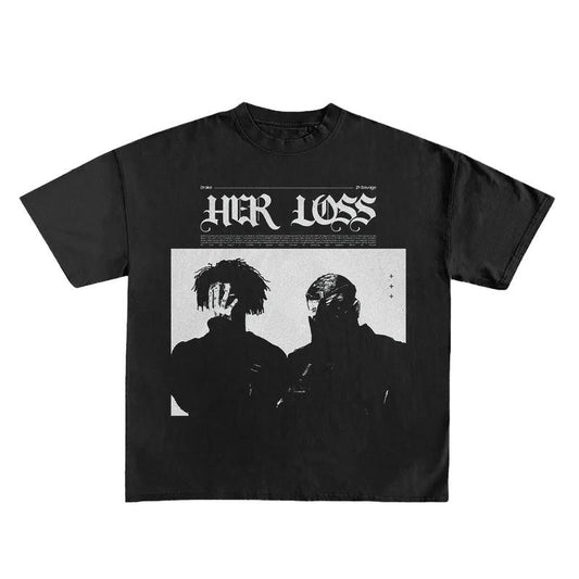 Her Loss Print Short Sleeve Graphic Unisex T-Shirt Casual Menswear Top Underwear Man Tshirt Streetwear Tropical Shortsleeve Crewneck