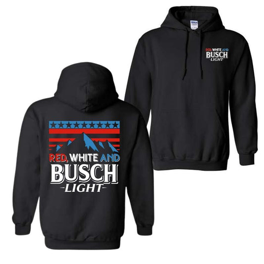 Red White And Busch Light V2 Cotton 2 sided Hoodie and T-shirt, Unisex Hoodie For Men and Women