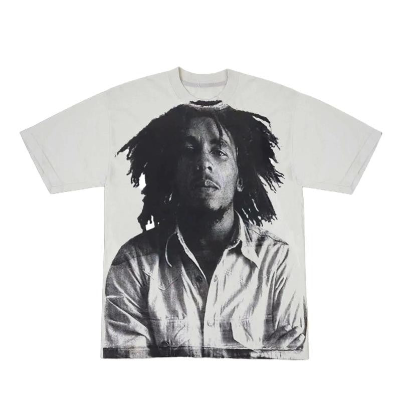 Bob Marley Print Short Sleeve Graphic Unisex T-Shirt Menswear Top Casual Tshirt Crewneck Round Neck