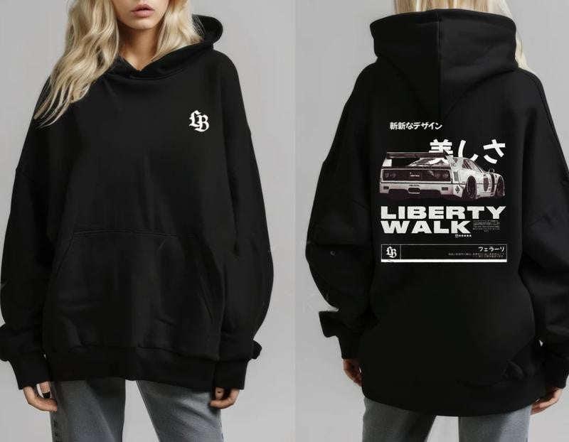 Ferrariii F40 Liberty Walk Retro T-shirt, Hoodie, Sweater, Car Enthusiast Shirt, Car Clothing, 90's Car, Unisex, Vintage car shirt Classic Cotton