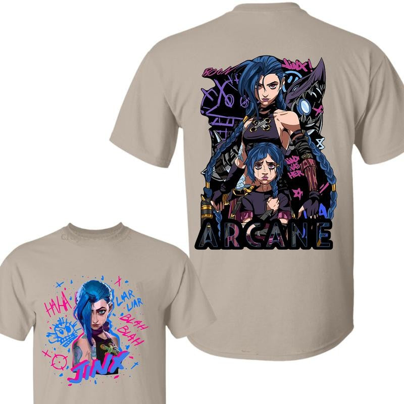 Arcane Jinx T-Shirt/Hoodie Vi League of Legends New Season Unisex T-Shirt/Hoodie, Unisex for Man and Women, 100% Cotton, LOL Tee