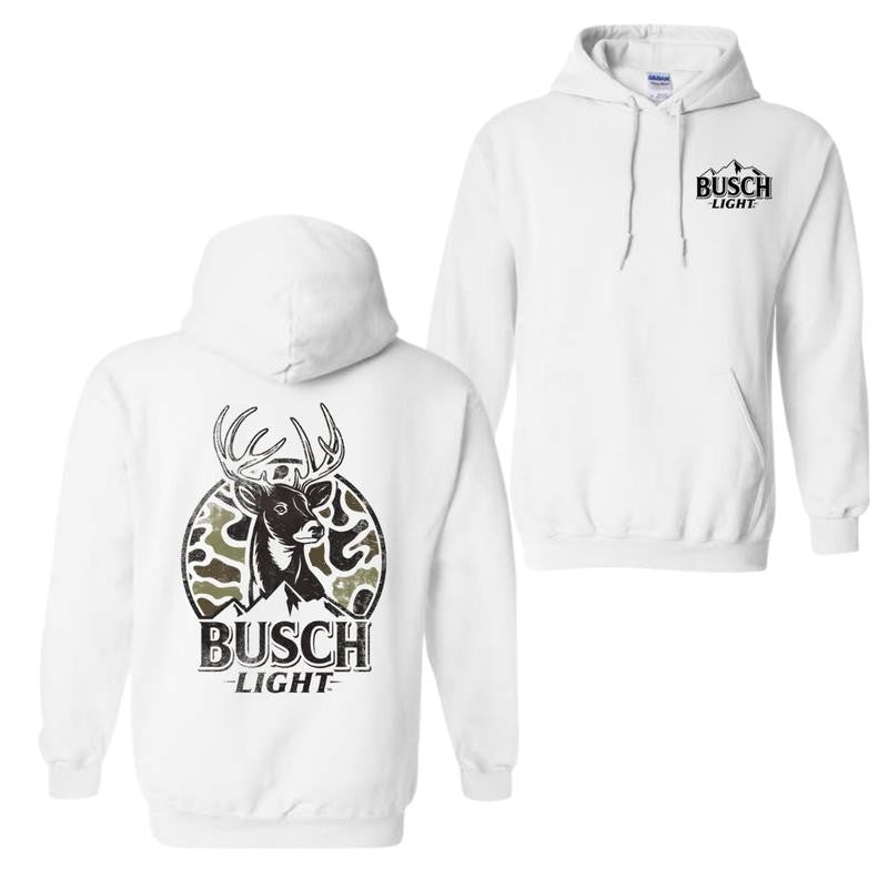 Busch Light Can Camo Hoodie And T-shirt, 2 Siders Buck Version Hoodie, Vintage Hunting Outdoors Unisex Hoodie