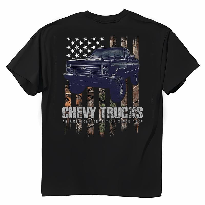 Chevrolet - Camo American Tradition T-shirt, Universal Style Options, Shades For Everyone, Casual Yet Chic, Classic Cotton, Menswear Top, Unisex
