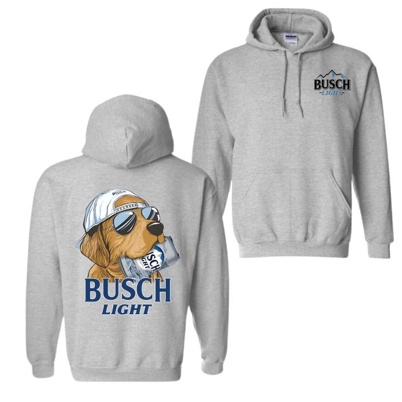 Busch Light Hunting Dog 2 Sided Hoodie and T-shirt, Busch Light Hoodie Full Color For Men and Women, Unisex Outdoors Funny Beer Printed Hoodie