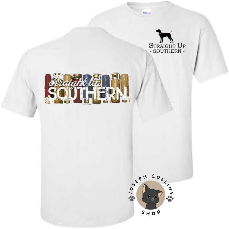 Shotgun Shells T-Shirt - by Straight Up Southern - Summer Outfits, Regular Fit Short Sleeve Crew Neck T-Shirt for Men, Casual Comfy Knitting Top for Summer