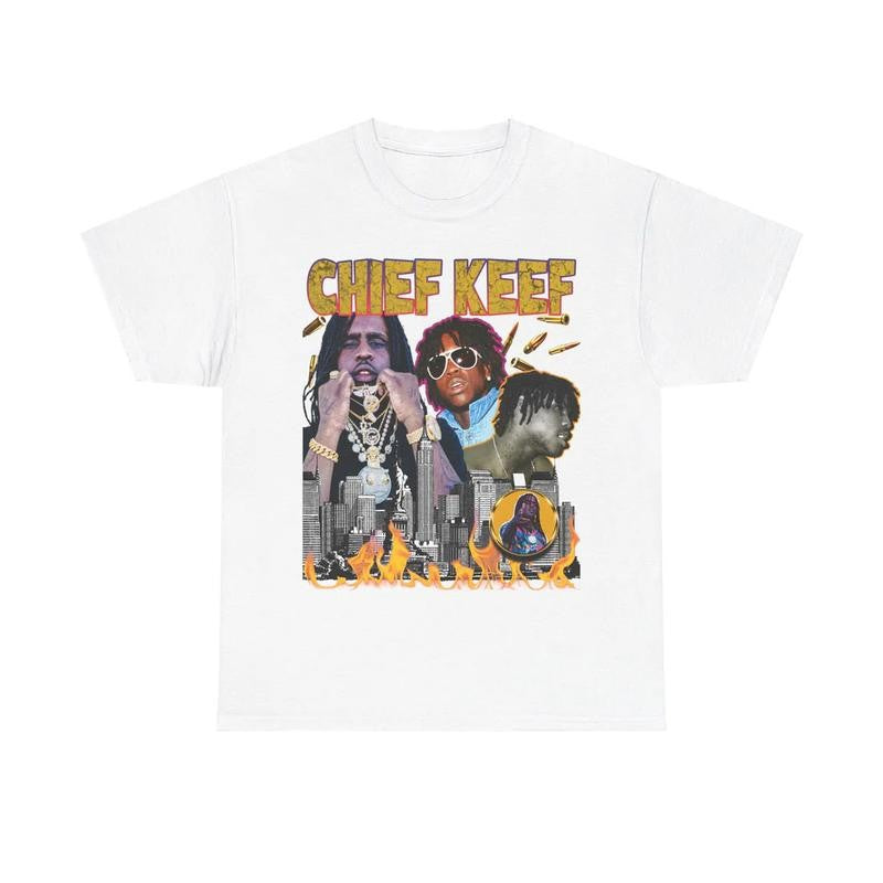 Chief Keef Graphic Tee Print Short Sleeve T-Shirt Streetwear Casual