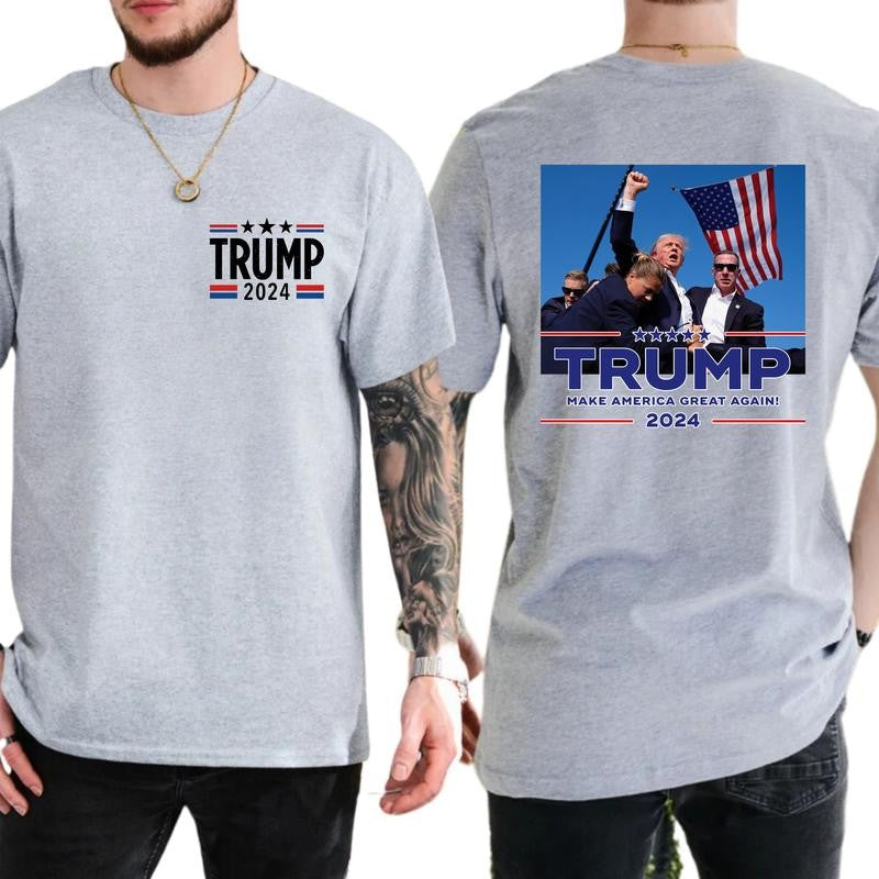 2-Side rum Shooting Shirt   D.nald Trum Failed Ass.assin T-Shirt, Full Color, For Men ,Gift For men, Casual.