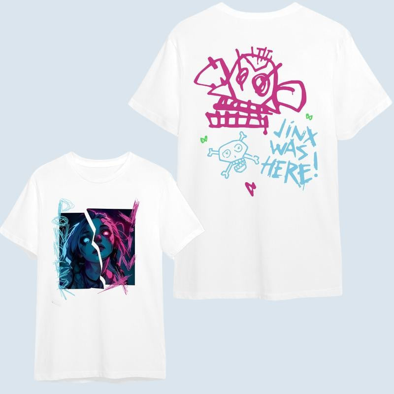 Arcane-Jinx Hoodie/T-Shirt Harajuku Legend of League Shirt/Hoodie, Unisex for Man and Women, 100% Cotton, LOL Tee