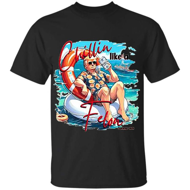 America 2024 Chillin Like A Felon Unisex T Shirt, B.u.s.c.h T Shirt, America Summer Shirt For Women And Men, Unisex Cotton T Shirt, Casual Graphic Round Neck T-shirt for Summer, Fashion Top for Daily Wear