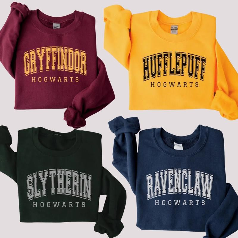 Vintage Wizard House Harry Potter Sweatshirt, Hogward Wizard School T-Shirt, Fantasy Wizard Shirt, Custom Wizard Houses Shirt, Magic Wizard Sweatshirt