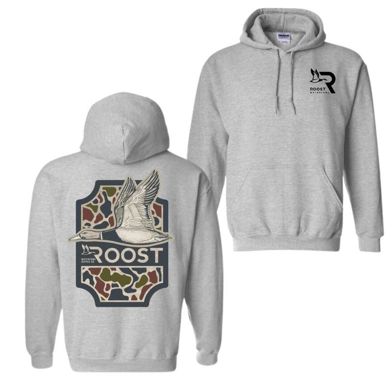 Roost Waterfowl Duck Hunting Hoodie - Camo Design, Graphic Hoodie, Ideal for Waterfowl Hunters, Unisex Comfort and Style, Menswear Top