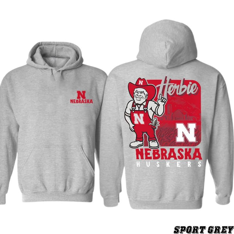 Herbie Nebraska Hoodie - Show Off Your Huskers T-Shirt/Hoodie, Unisex for Man and Women, 100% Cotton, Vintage Graphic Tee, Unisex Sport