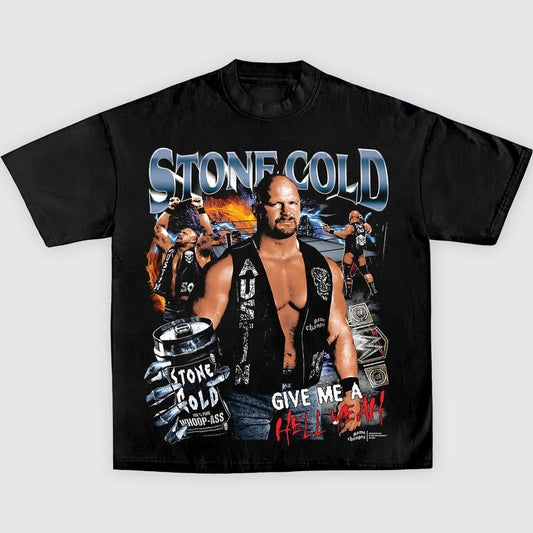 STONE COLD V4 TEE, Wrestling Graphic Tee, Sports T-shirt, Athlete Shirt, Wrestling Gift, Fitness Tee Crewneck Clothing Cotton Menswear