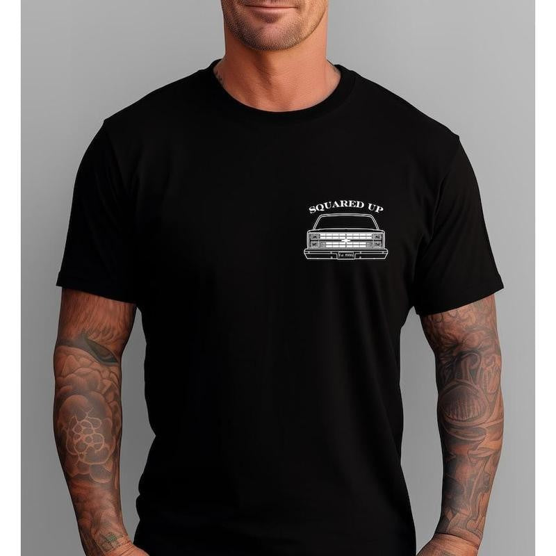 Vibe 2 Sides Squared Up 1986 Chevy Silverado Men's Cotton Tee, Old School Chevy Tee Gift For Him, Unisex Classic Menswear