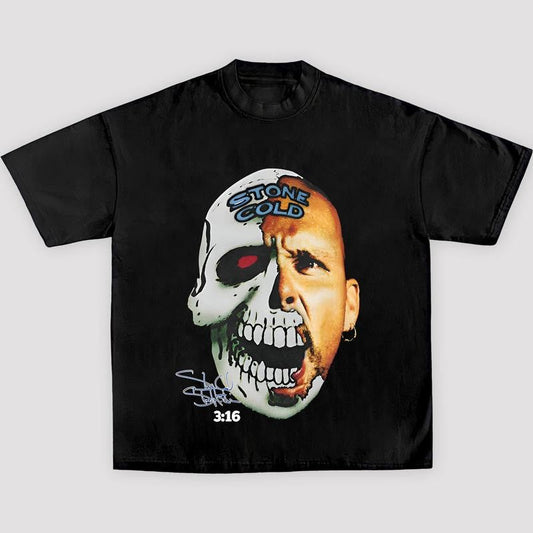 STONE COLD TEE, Wrestling Graphic Shirt, WWE Tee, Sports T-shirt, Athlete Shirt, Wrestling Gift, Fitness Tee, Crewneck Clothing Cotton Menswear