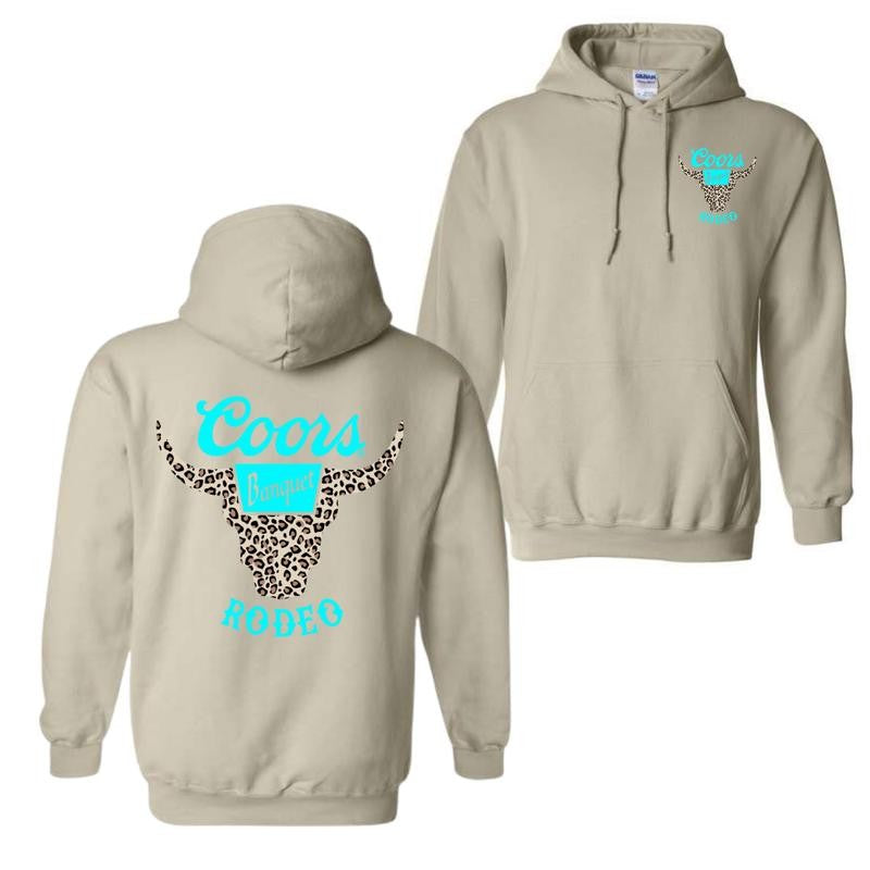 Coors Banquet Rodeo Horns Leopart Hoodie And T-shirt, Trendy Apparel For Men And Women, Casual Yet Stylish Attire, Size Inclusivity For All