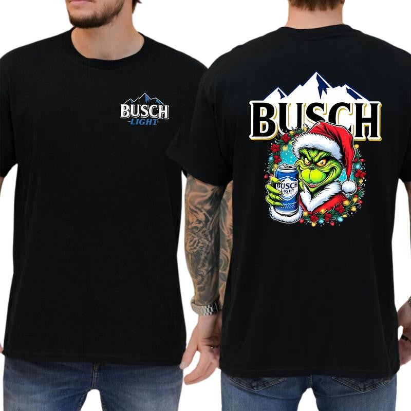 Busch Light Beer Christmas Shirt, Funny Christmas Shirt, Soft Fabric Shortsleeve Shirt