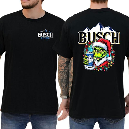 Busch Light Beer Christmas Shirt, Funny Christmas Shirt, Soft Fabric Shortsleeve Shirt