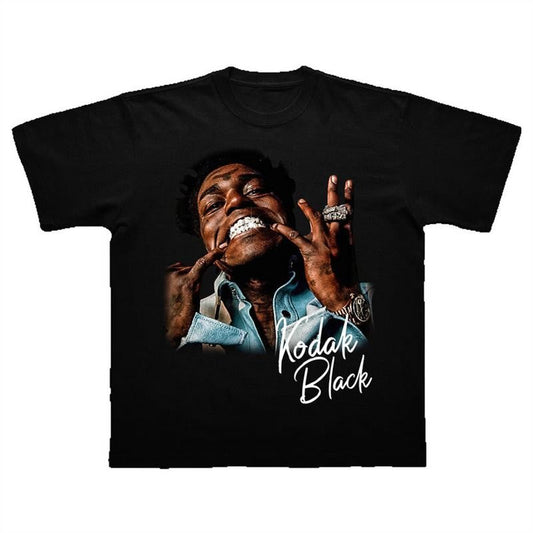Kodakkk Black Shirt Vintage Hip Hop Rap shirt Men Women Cotton Short Sleeve Oversized T Shirt Streetwear
