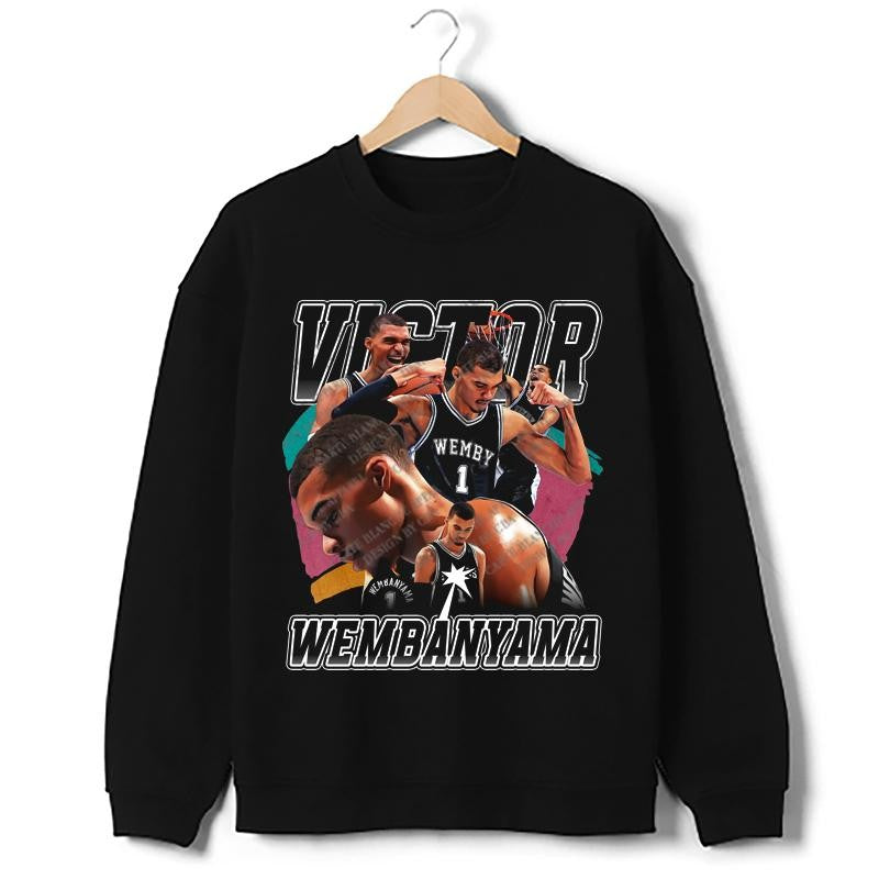 Victor Wembanyama Wemby Space Monstar Jam 90's Vintage Style Retro Custom Graphic Design T-Shirt Crewneck Cotton Menswear Top