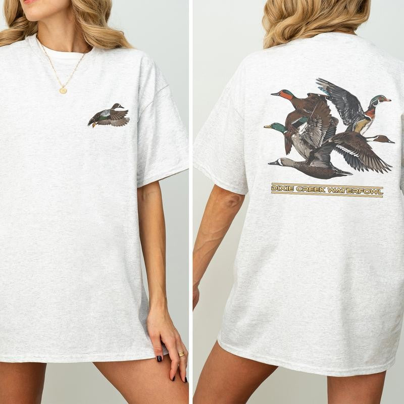 Graphic Busch Light Outdoors 2 Sided Shirt, Duck Hunting T-shirt, Comfort Clothing, Cotton Fabric Tshirt, Printed Women's Top, Casual Womenswear, Drink Shirt